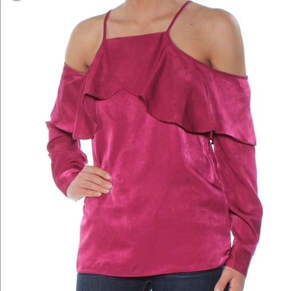 Bar III Silky Cold Shoulder Blouse - Picture 1 of 3
